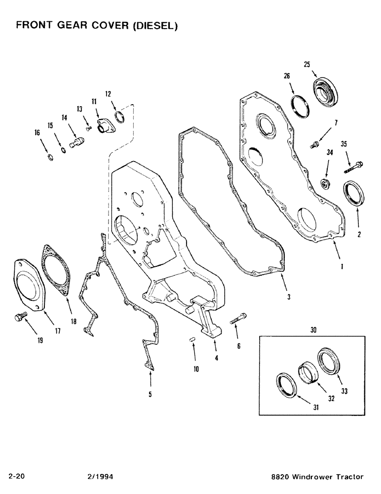 Схема запчастей Case IH 8820 - (2-20) - FRONT GEAR COVER, DIESEL (02) - ENGINE