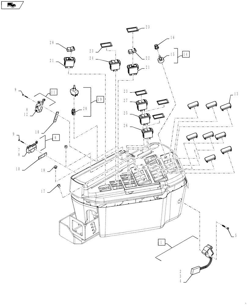 Схема запчастей Case IH 4430 - (55.510.04) - RH CONSOLE, MAIN ELECTRICAL (55) - ELECTRICAL SYSTEMS