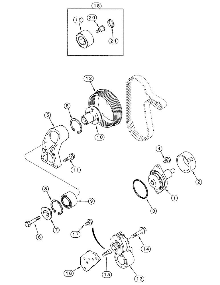 Схема запчастей Case IH 8850 - (10-12) - WATER PUMP SYSTEM, SERIAL NUMBER CFH0099165 AND LATER (02) - ENGINE