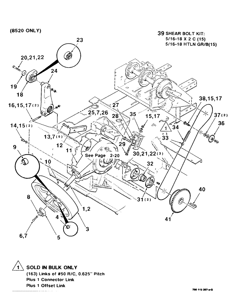 Схема запчастей Case IH 8520 - (2-16) - DRIVE ASSEMBLY (GEARBOX, PLUNGER & KNOTTER), (8520 ONLY) Driveline