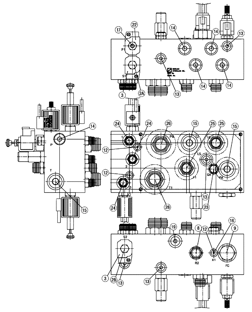 Схема запчастей Case IH FLX810 - (07-010[02]) - VALVE BLOCK SINGLE BIN Hydraulic Components