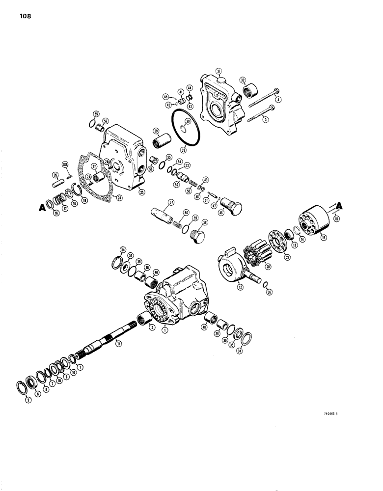 Схема запчастей Case IH 1830 - (108) - D61906 VARIABLE DISPLACEMENT PUMP, CESSNA NO. 70142-DAC (35) - HYDRAULIC SYSTEMS