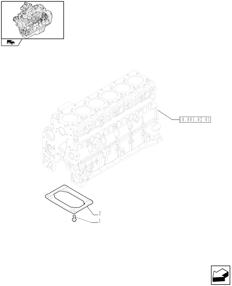 Схема запчастей Case IH F4GE9684R J603 - (10.001.02[02]) - CRANKCASE (2852728) 