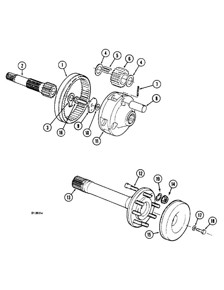 Схема запчастей Case IH 2150 - (6-104) - STUB SHAFTS - REAR AXLE (06) - POWER TRAIN