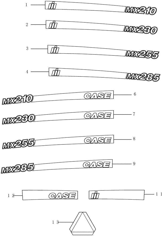 Схема запчастей Case IH MX230 - (09-66) - DECALS (09) - CHASSIS/ATTACHMENTS