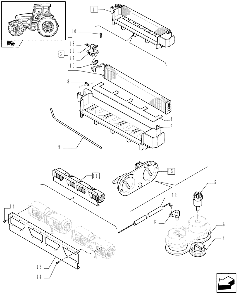 Схема запчастей Case IH FARMALL 105U - (1.94.2/ A) - HEATING, PARTS - W/CAB (10) - OPERATORS PLATFORM/CAB