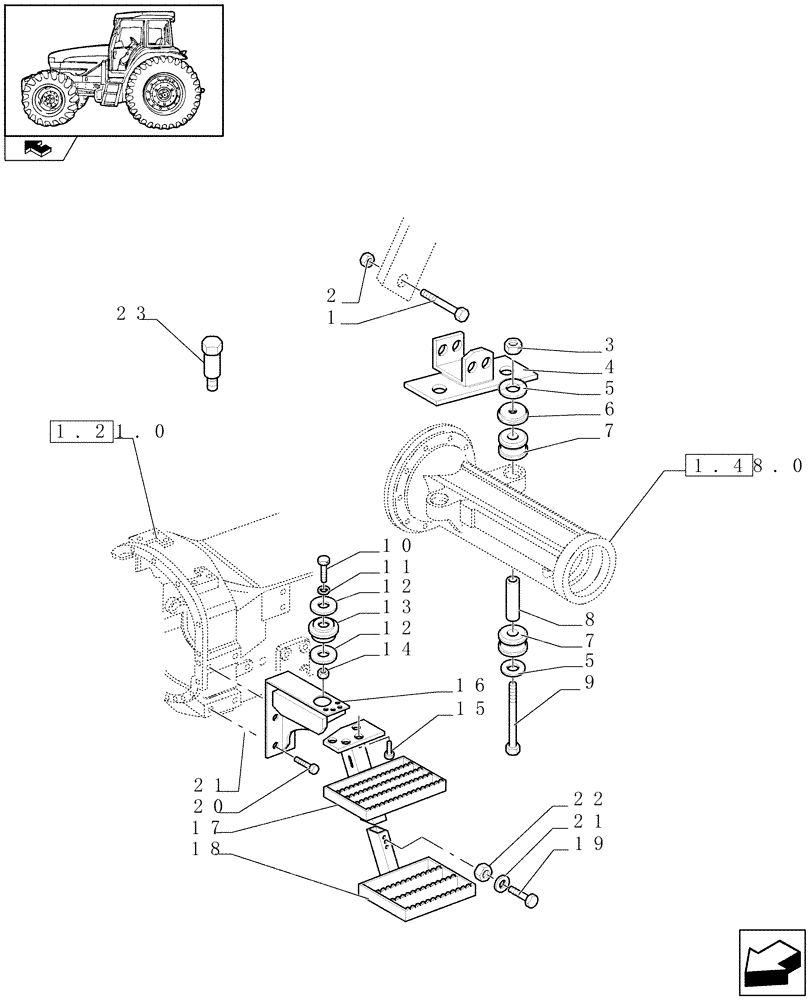 Схема запчастей Case IH FARMALL 105U - (1.87.0[02]) - LADDER AND SUPPORTS - W/CAB (08) - SHEET METAL