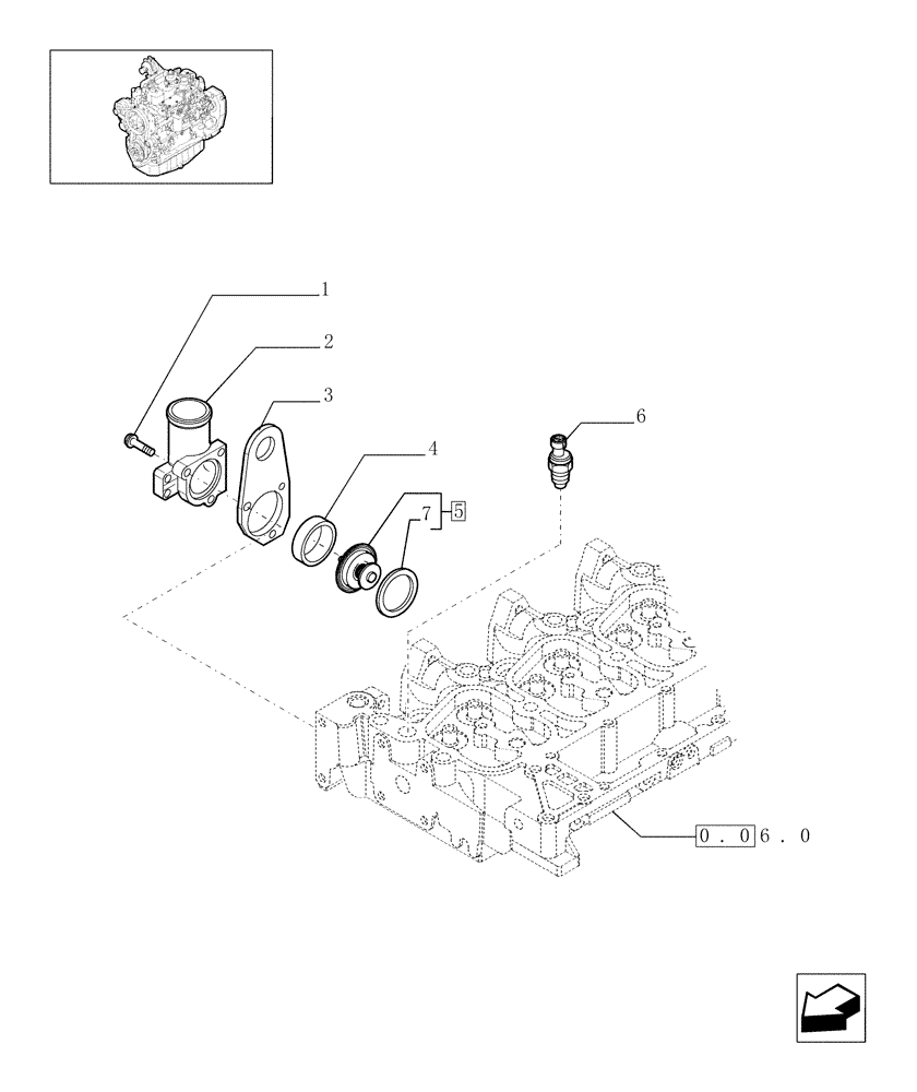 Схема запчастей Case IH F4GE9484A J602 - (0.32.6[01]) - THERMOSTAT - ENGINE COOLING SYSTEM (504083230-504083237-504033593) 