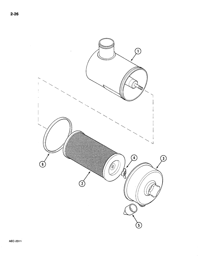 Схема запчастей Case IH 585 - (2-26) - AIR CLEANER, COOPERS, WITHOUT SAFETY ELEMENT (02) - ENGINE