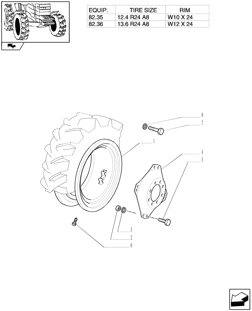 Схема запчастей Case IH FARMALL 80 - (82.00_84149945[04]) - DRIVING WHEELS - 4WD (11) - WHEELS/TRACKS