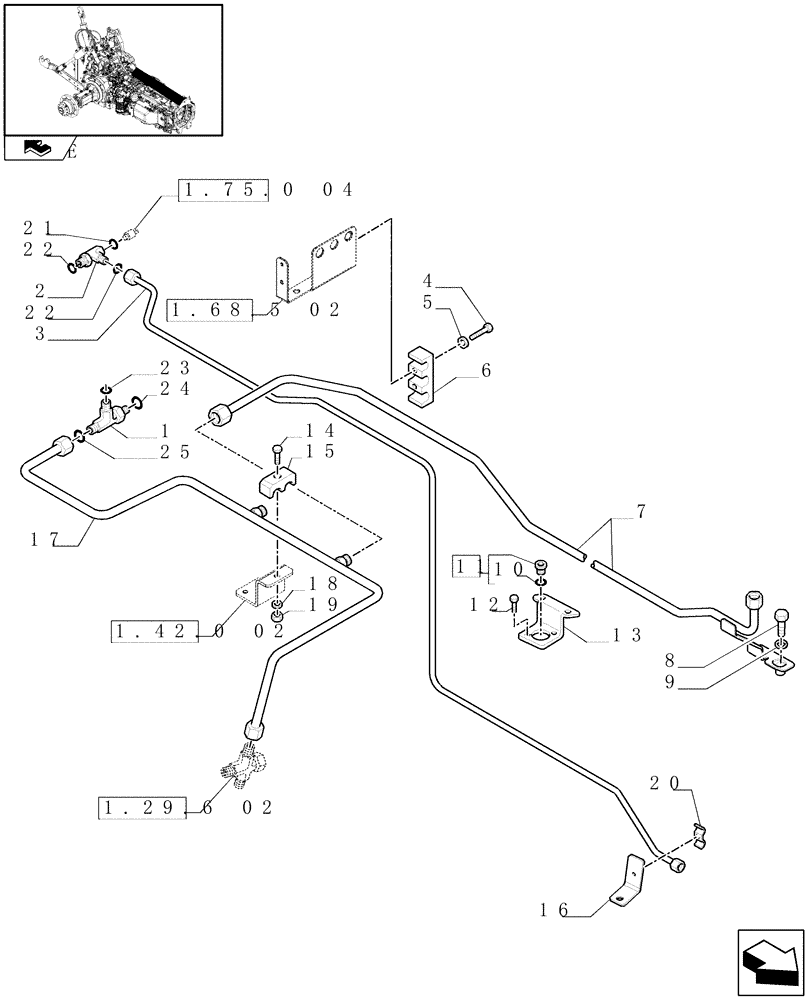 Схема запчастей Case IH PUMA 225 - (1.29.6[03]) - HYDRAULIC TRASMISSION CONTROL - PIPES AND BRACKETS (03) - TRANSMISSION