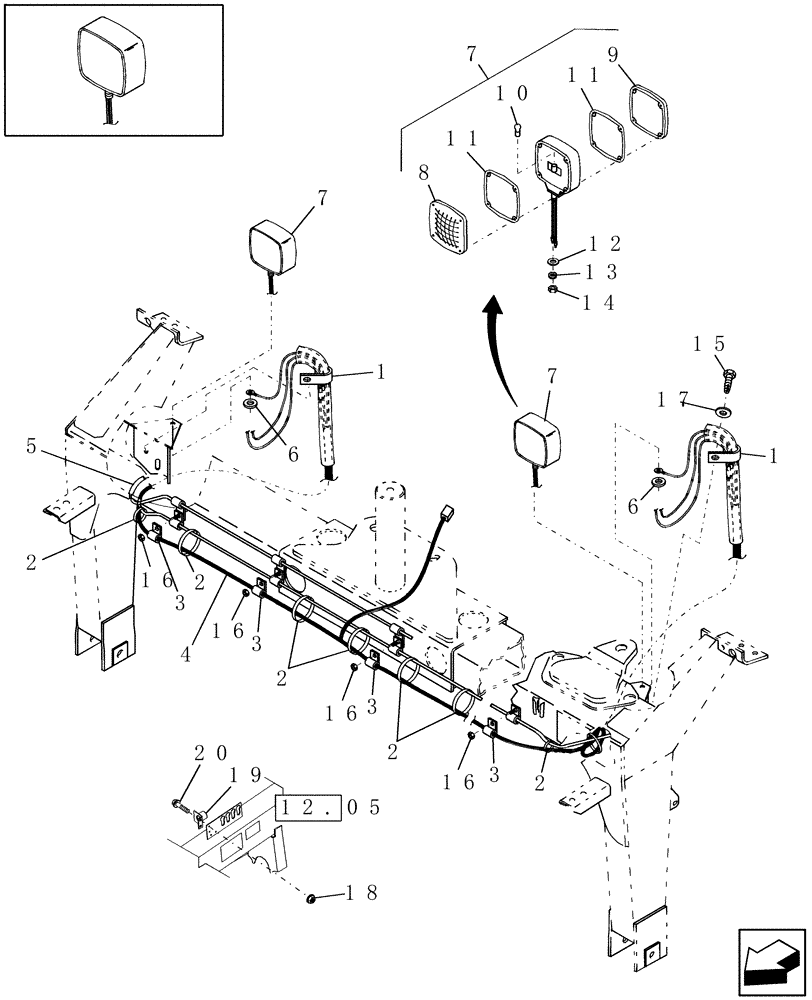 Схема запчастей Case IH DC162F - (06.01) - LIGHTS, TRAILFRAME (06) - ELECTRICAL