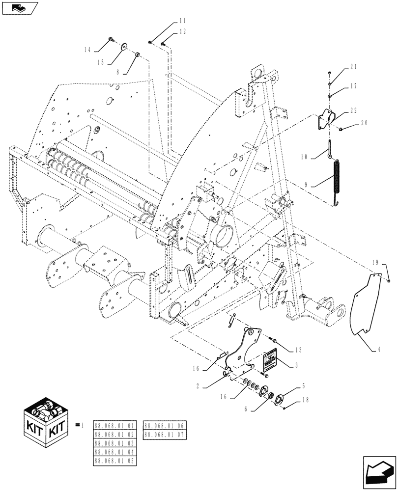 Схема запчастей Case IH RB455A - (88.068.01[05]) - DIA KIT, STANDARD NET, NET WRAP, LH (88) - ACCESSORIES