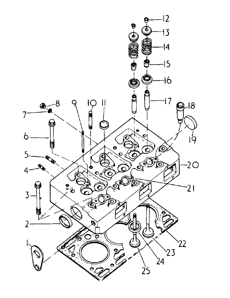 Схема запчастей Case IH 484 - (12-31) - POWER, CYLINDER HEAD, VALVES AND STUDS Power