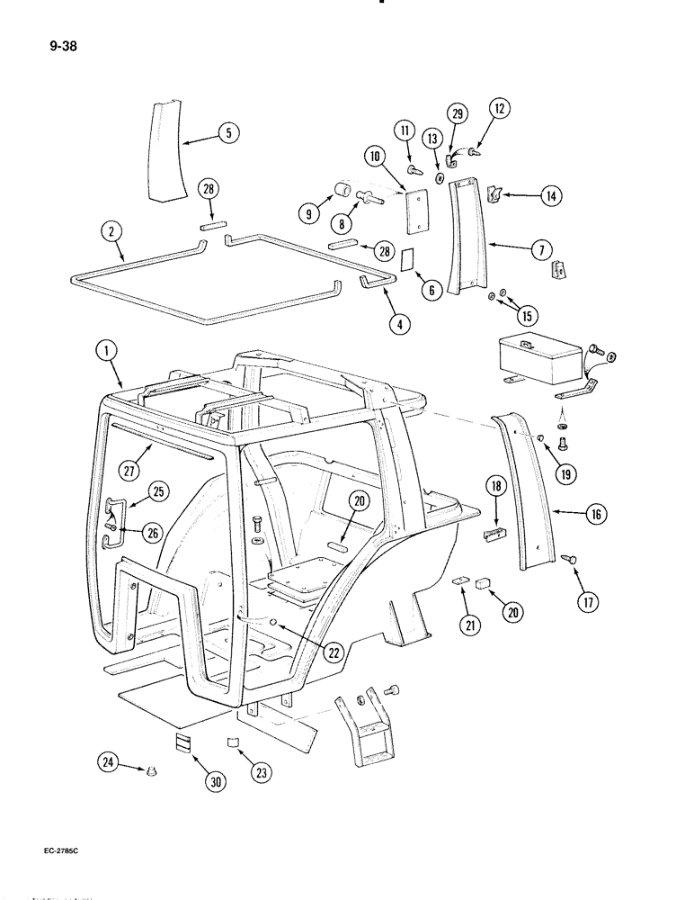 Схема запчастей Case IH 695 - (9-038) - CAB, FRAME (09) - CHASSIS/ATTACHMENTS