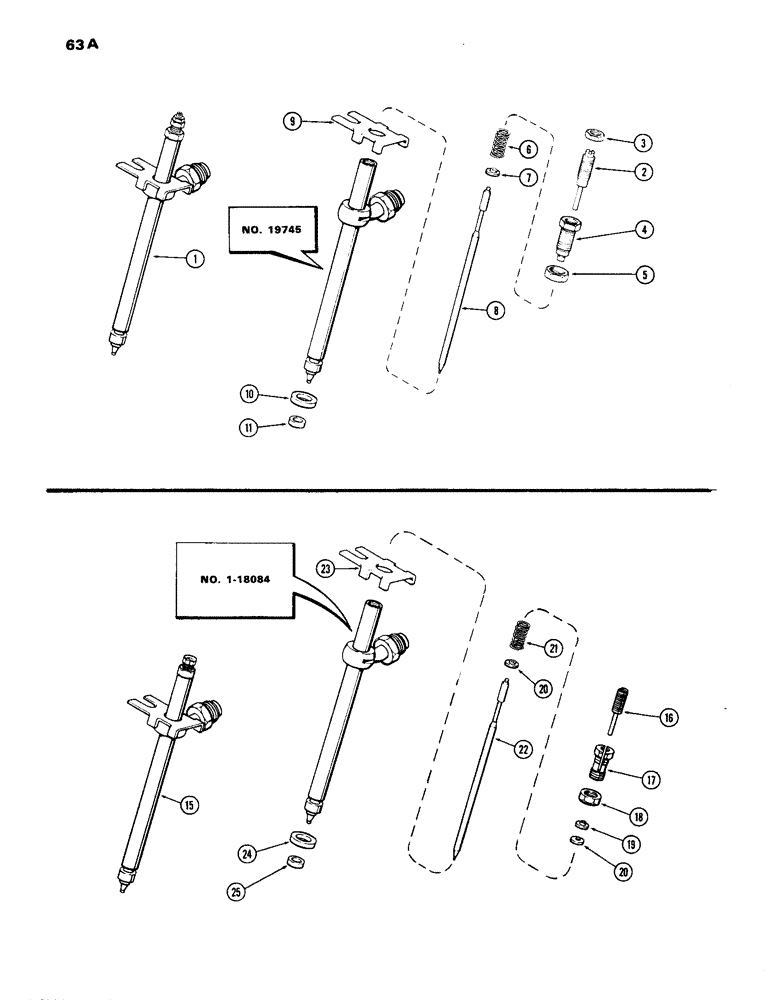 Схема запчастей Case IH 770 - (063A) - FUEL INJECTION NOZZLE, (267B) DIESEL ENGINE, 1ST USED ENG. SER. NO. 2504221 (03) - FUEL SYSTEM