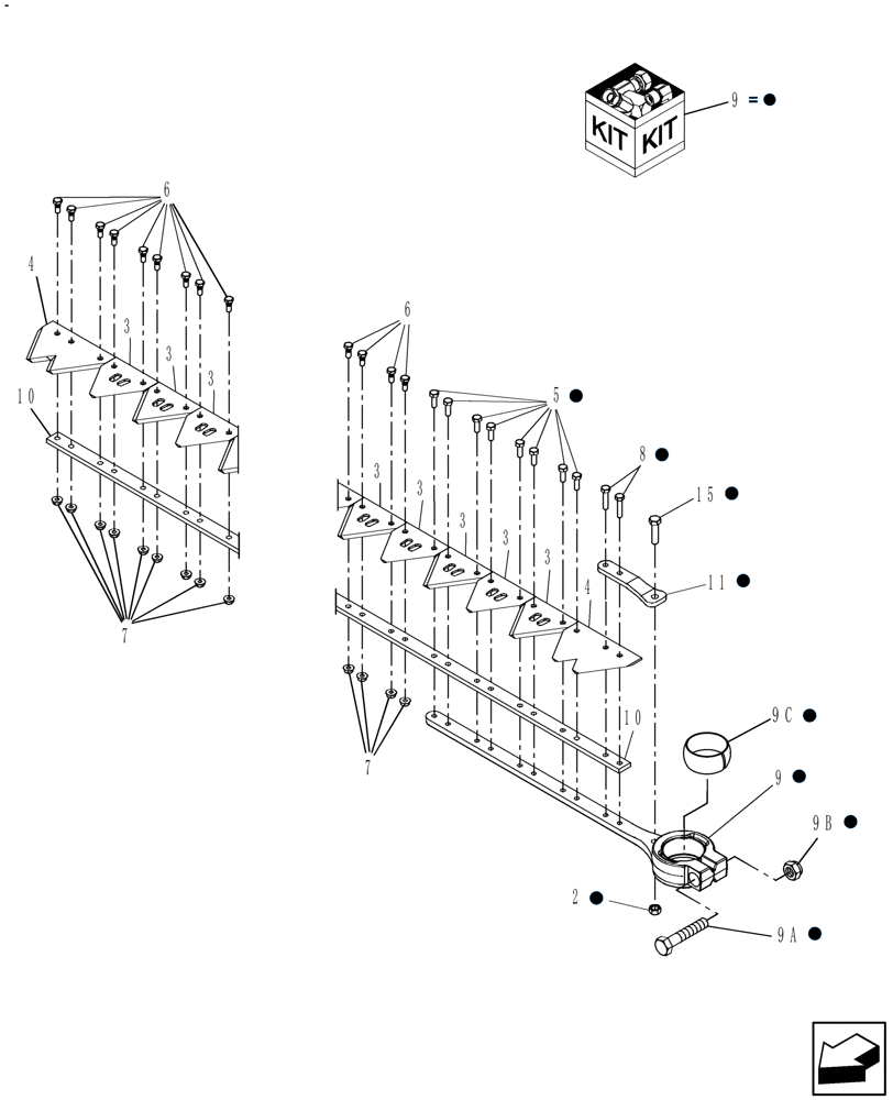 Схема запчастей Case IH DH182 - (20.04.01[1]) - SINGLE KNIFE DRIVE, SCHUMACHER CUTTING SYSTEM, 18 FT, KNIFE SECTION, FROM PIN YAZB00998 (14) - CROP CUTTING