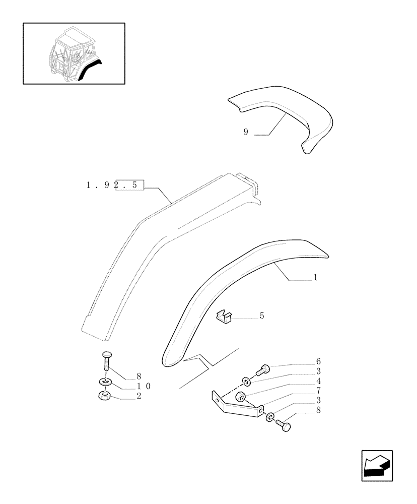 Схема запчастей Case IH MXM140 - (1.92.5/01[01]) - (VAR. 869) MUDGUARDS SIDE SHIELD (10) - OPERATORS PLATFORM/CAB