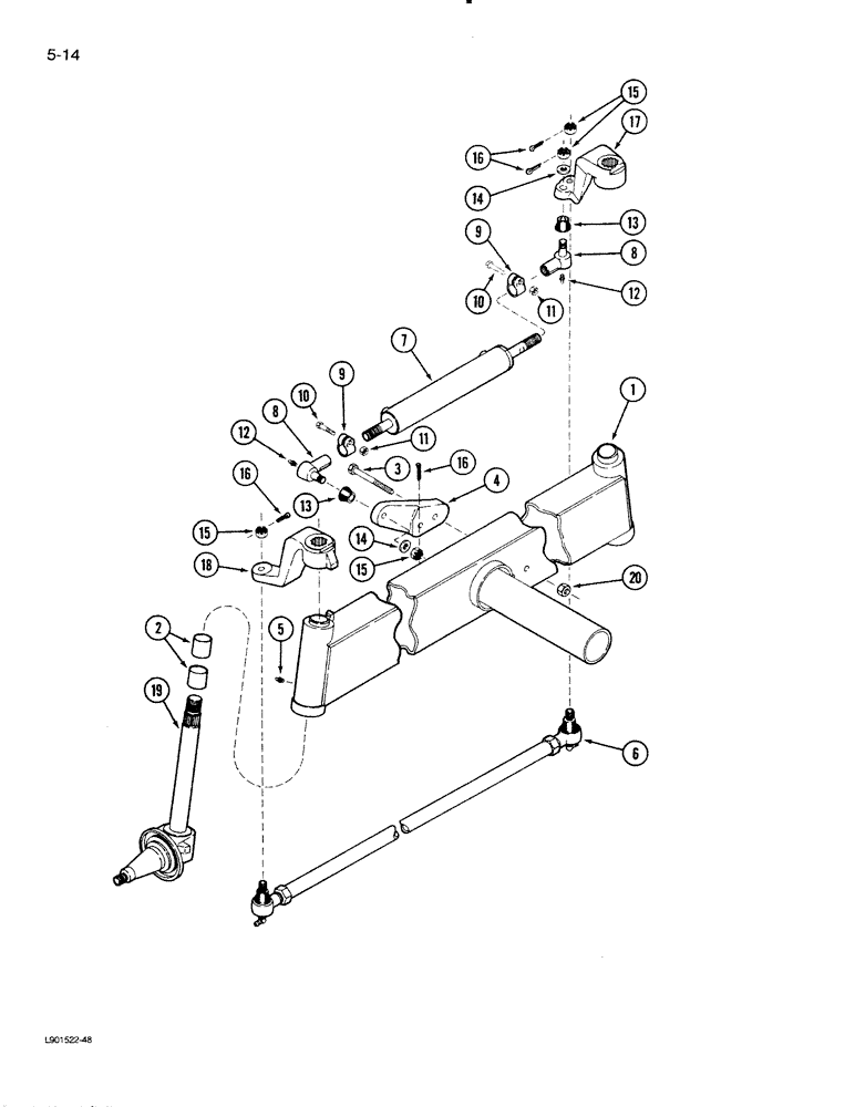 Схема запчастей Case IH 1620 - (5-14) - STEERING AXLE, NON-ADJUSTABLE (04) - STEERING