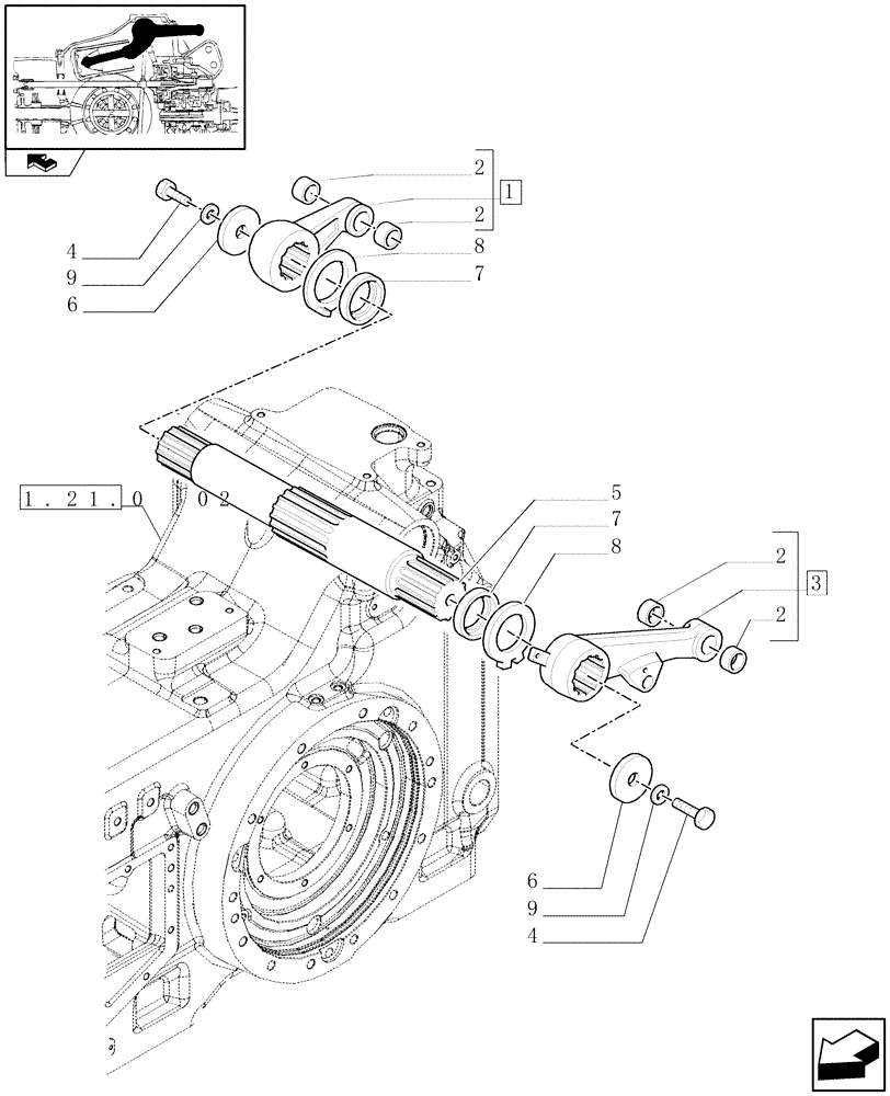 Схема запчастей Case IH PUMA 125 - (1.82.8) - EDC WITH 2 EXTERNAL CYLINDERS - LIFT ARMS AND ROCKSHAFT (07) - HYDRAULIC SYSTEM