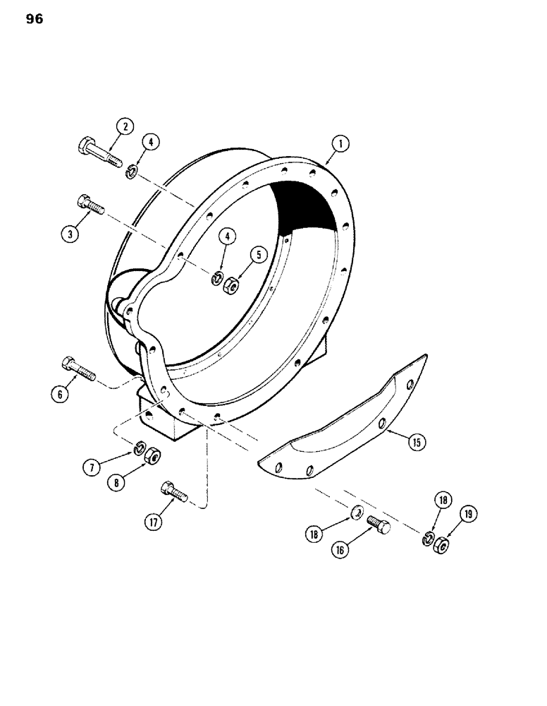 Схема запчастей Case IH 301BD - (096) - FLYWHEEL HOUSING, NUMBER THREE S.A.E., D 