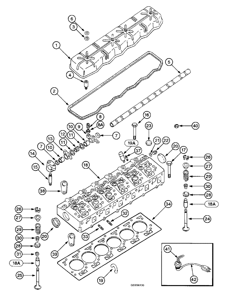 Схема запчастей Case IH D-310 - (5-032) - CYLINDER HEAD AND RELATED PARTS / ENGINE BLOCK HEATER 