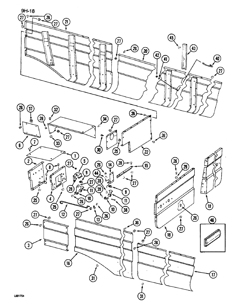 Схема запчастей Case IH 1640 - (9H-18) - SHIELDS, SUPPORTS AND TRIM (12) - CHASSIS