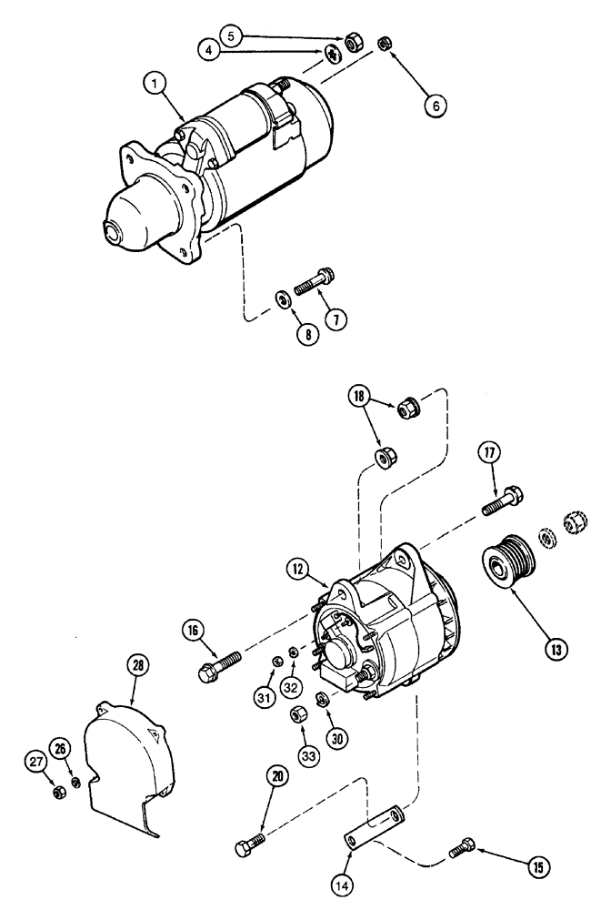 Схема запчастей Case IH 7210 - (4-028) - STARTER AND ALTERNATOR MOUNTING (04) - ELECTRICAL SYSTEMS