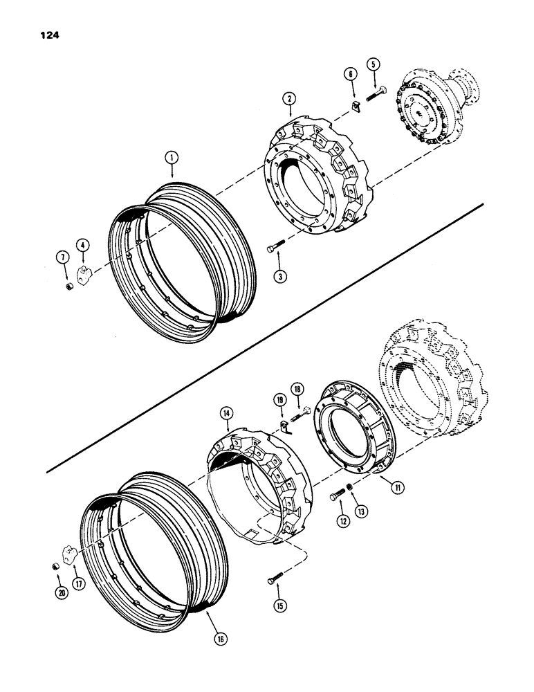 Схема запчастей Case IH 1170 - (124) - REAR WHEELS, SINGLE (06) - POWER TRAIN