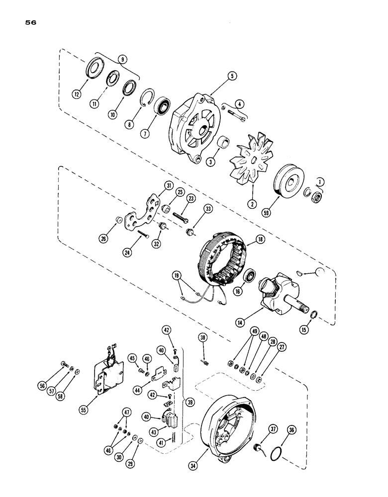 Схема запчастей Case IH 1070 - (056) - A61062 ALTERNATOR (04) - ELECTRICAL SYSTEMS