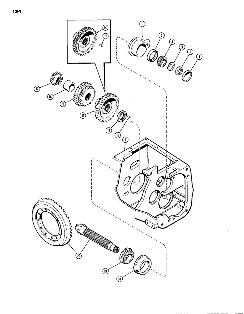 Схема запчастей Case IH 1070 - (134) - COUNTERSHAFT, POWER SHIFT (06) - POWER TRAIN