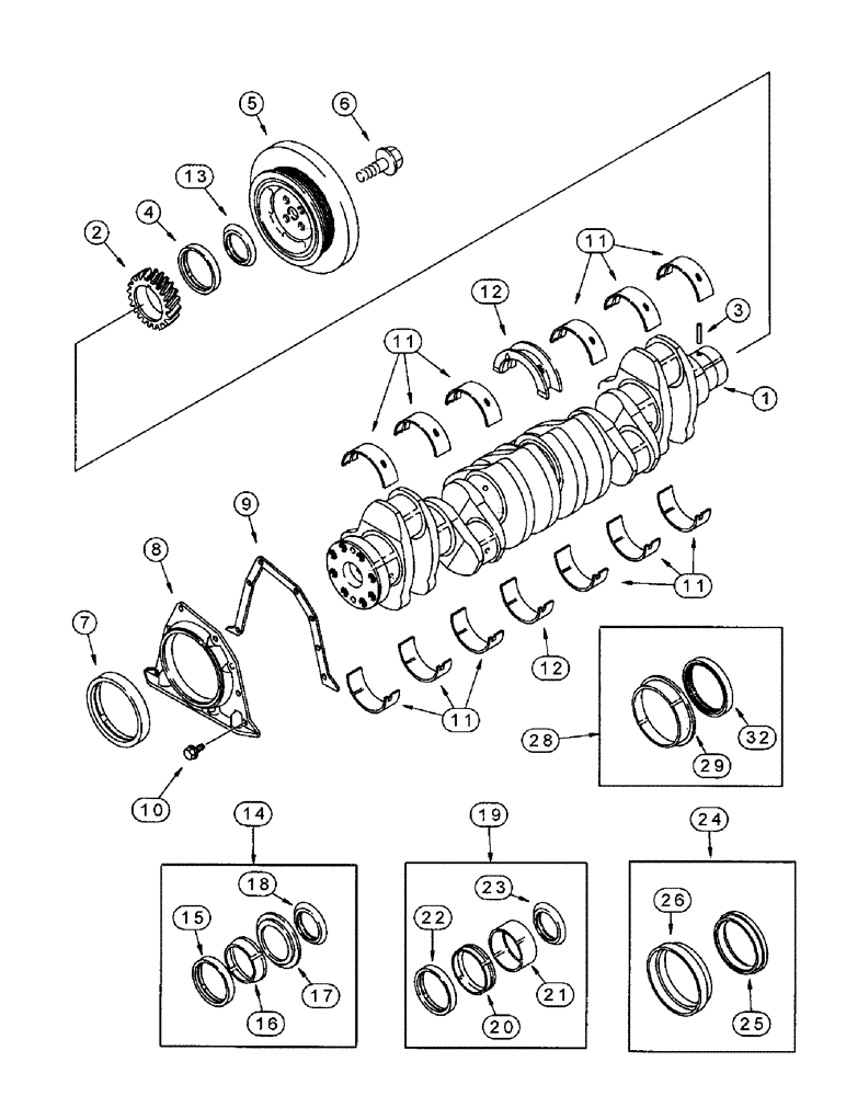 Схема запчастей Case IH 8940 - (2-062) - CRANKSHAFT, 6T-830 AND 6TA-830 EMISSIONS CERTIFIED ENGINE (02) - ENGINE