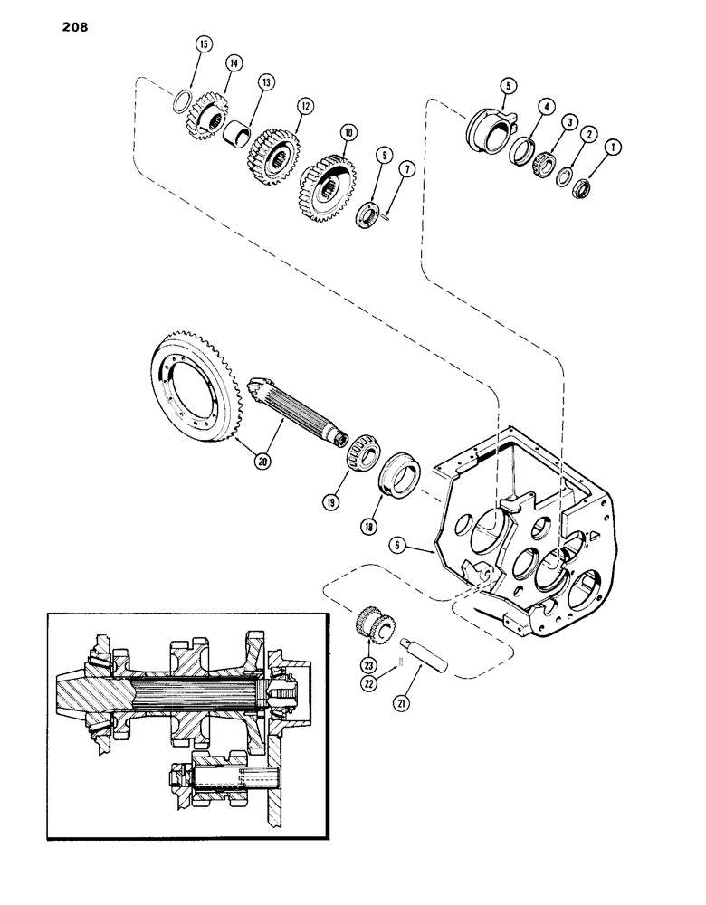 Схема запчастей Case IH 870 - (208) - COUNTER AND REVERSE IDLER SHAFTS, MECHANICAL SHIFT (06) - POWER TRAIN