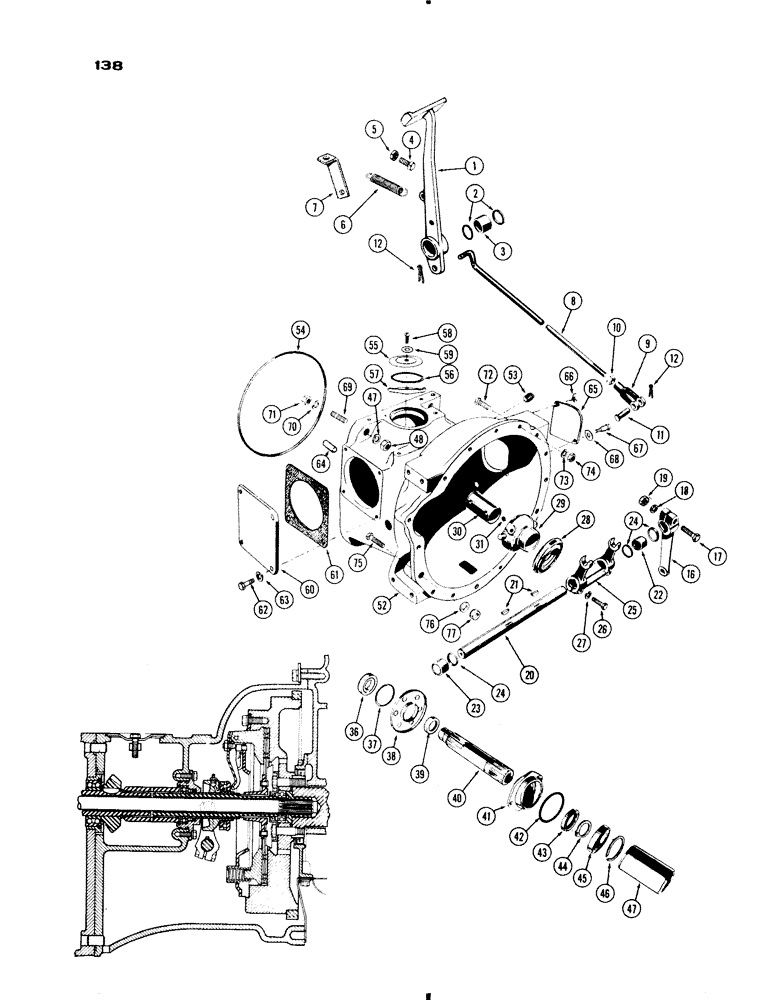 Схема запчастей Case IH 730 SERIES - (138) - CLUTCH CONTROLS, CLUTCH HOUSING, ALL 730 AND 830, EXCEPT GROVE (06) - POWER TRAIN