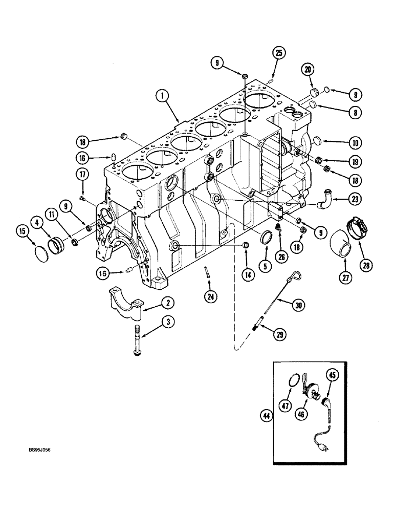 Схема запчастей Case IH 1670 - (2-48) - CYLINDER BLOCK, 6TA-830 ENGINE, WITH TWELVE PISTON COOLING NOZZLES, PRIOR TO ENGINE S/N 44487830 (01) - ENGINE