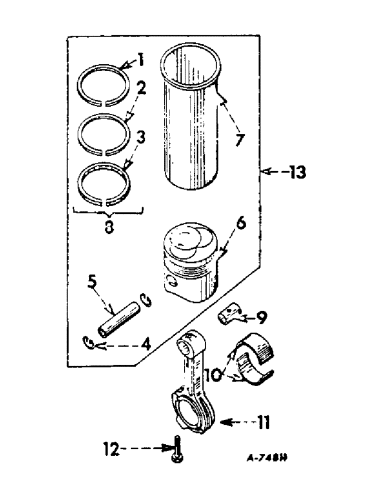 Схема запчастей Case IH 2806 - (D-09) - DIESEL ENGINE, CONNECTING RODS AND SLEEVE SETS (01) - ENGINE