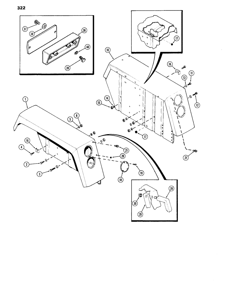 Схема запчастей Case IH 870 - (322) - FENDERS, 15 INCH FENDER (09) - CHASSIS/ATTACHMENTS