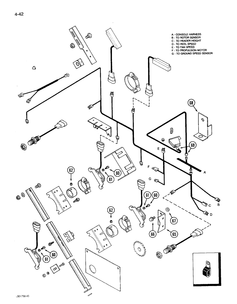 Схема запчастей Case IH 1680 - (4-042) - SHAFT SPEED MONITOR CONTROL HARNESS,COMBINES W/STRAW CHOPPER PRIOR TO P.I.N. JJC0117060 (CONTD) (06) - ELECTRICAL