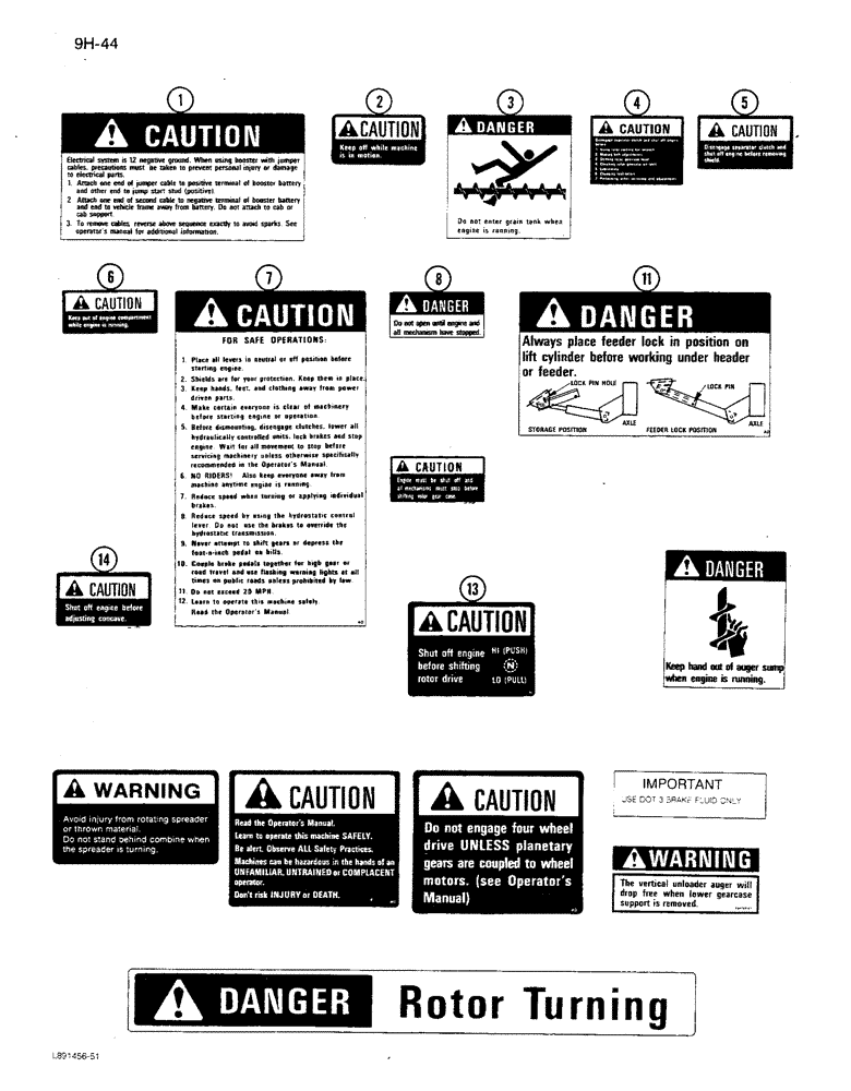 Схема запчастей Case IH 1680 - (9H-44) - DECALS, SAFETY (12) - CHASSIS