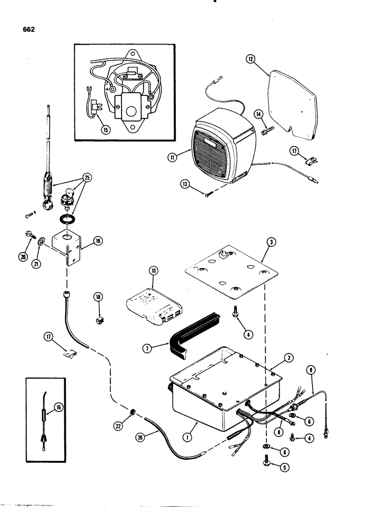 Схема запчастей Case IH 1070 - (0662) - CAB, RADIO AND TAPE PLAYER KIT (09) - CHASSIS/ATTACHMENTS