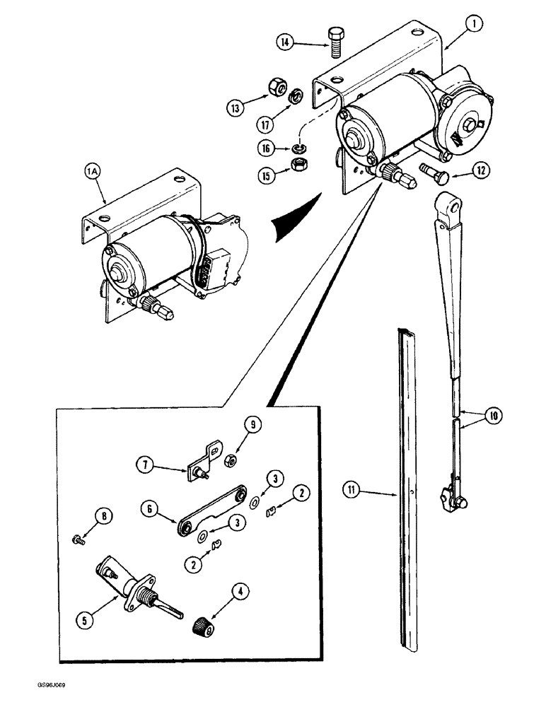 Схема запчастей Case IH 1660 - (4-66) - WINDSHIELD WIPER MOTOR (06) - ELECTRICAL