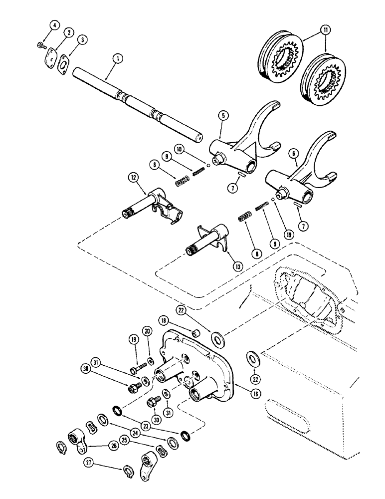 Схема запчастей Case IH 2870 - (180) - RANGE SHIFT MECHANISM, USED TRANSMISSION SERIAL NUMBER 10196101 AND AFTER (06) - POWER TRAIN