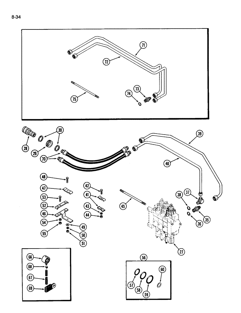 Схема запчастей Case IH 3594 - (8-034) - REMOTE HYDRAULICS ADD ON ATTACHMENT, THIRD OR FOURTH CIRCUIT WITHOUT LOAD CHECK (08) - HYDRAULICS