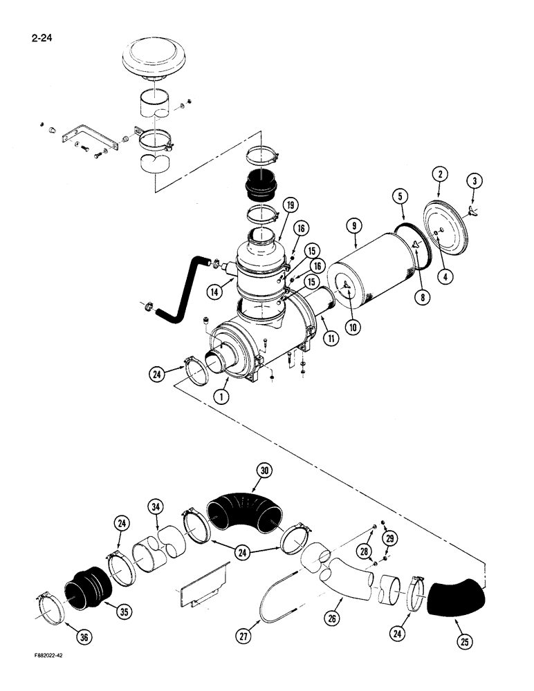 Схема запчастей Case IH 9180 - (2-24) - AIR INDUCTION SYSTEM (02) - ENGINE