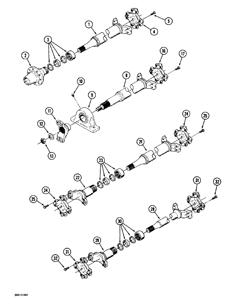 Схема запчастей Case IH 9280 - (6-088) - DRIVE SHAFT ASSEMBLY POWER SHIFT TRACTOR (06) - POWER TRAIN