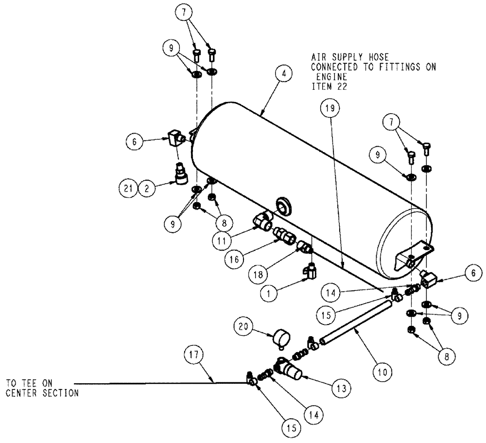 Схема запчастей Case IH SPX3310 - (09-055) - FOAMER AIR TANK GROUP Liquid Plumbing