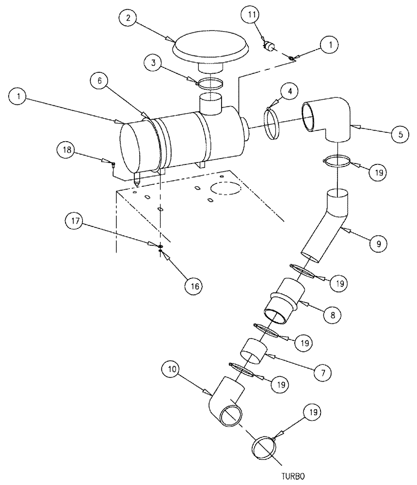 Схема запчастей Case IH 3185 - (03-032) - AIR CLEANER PACKAGE (01) - ENGINE