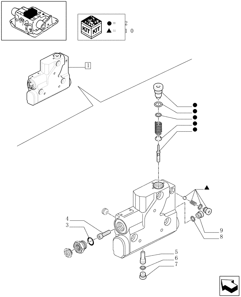 Схема запчастей Case IH MAXXUM 110 - (1.82.7/03C) - TOP COVER HYDRAULIC VALVE - BREAKDOWN (07) - HYDRAULIC SYSTEM