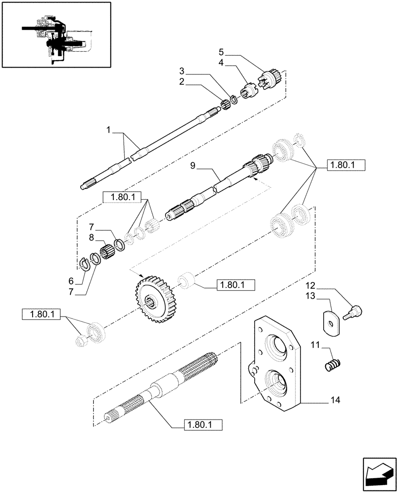 Схема запчастей Case IH JX1085C - (1.80.1/02[01]) - (VAR.807) SYNCHRO MESH GEARED POWER TAKE-OFF (540 RPM) - SHAFT AND GEARS (07) - HYDRAULIC SYSTEM