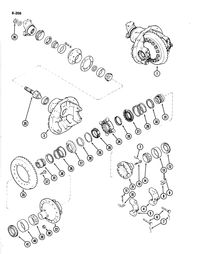 Схема запчастей Case IH 4894 - (6-206) - FRONT AXLE ASSEMBLY, NO SPIN DIFFERENTAL (06) - POWER TRAIN
